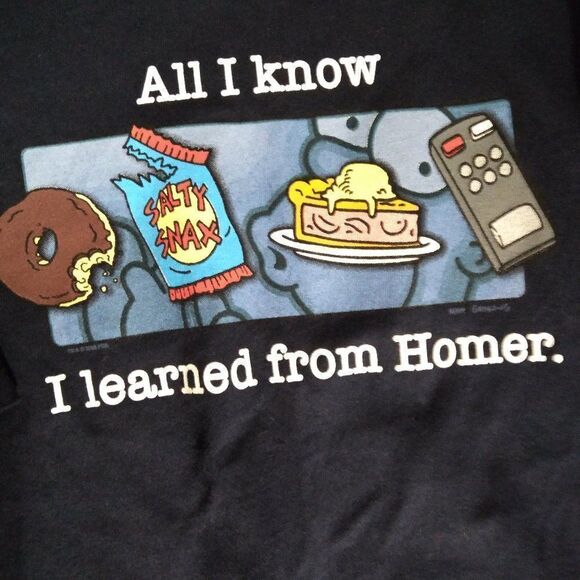 Vintage Simpsons All I Know I Learned From Homer T-Shirt - Picture 1 of 8